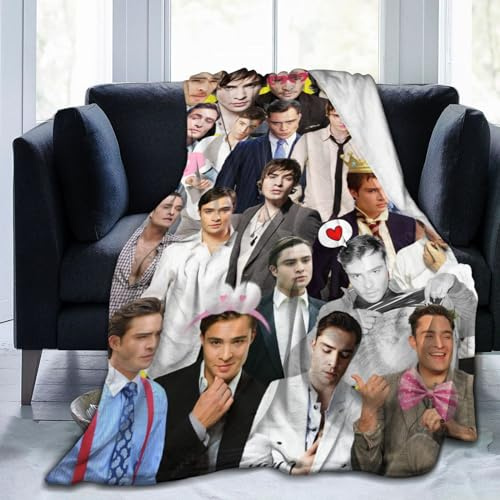 AFBQOPL Decke Chuck Bass Ed Westwick Weiche und bequeme Wollfleece-Überwurfdecke für Sofa, Büro, Auto, Camping, Yoga, Reisen, Heimdekoration, gemütliche Plüsch-Stranddecke, Geschenk, 101,6 x 76,2 cm