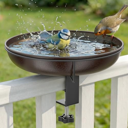 WELDUN Abbeveratoio per uccelli da appendere per ringhiere del balcone, Φ26 cm, in metallo, per uccelli da giardino, per uccelli selvatici, per uccelli selvatici, per uccelli selvatici, per ringhiere