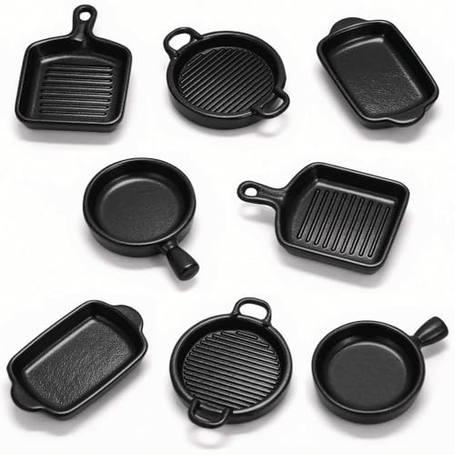 CHAMBERY Lot de 8 casseroles et poêles miniatures en métal à l'échelle 1:24