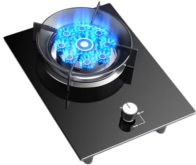 Einzelbrenner-Gaskocher, 7,2 KW, 9 Hohlräume, Wok-Brenner Mit Gehärteter Glasscheibe, Selbstzündung Und Flammenausfallschutz, For Den Innen- Und Außenbereich(LPG)