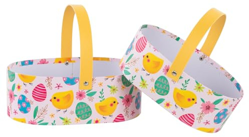 Idena 31912 - Osterkörbchen, 2 Stück, 23 x 14 cm und 20 x 12 cm, Osterkorb mit Tragehenkel, Geschenkkorb für Ostern