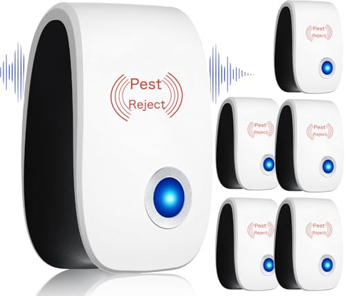 6 Pack Ultrasonic Pest Repeller Indoor Mouse Plug in Repellent Mouse Repeller Plug in for Spiders, Mices, Mosquitoes, Roaches, Rodent, Bugs, Ants, Flies