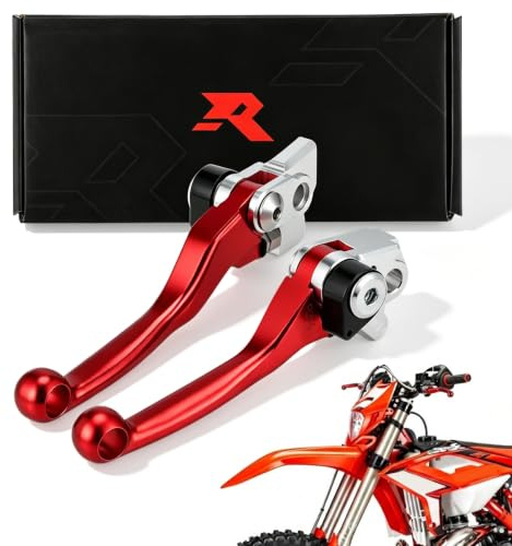 Motorrad-Kupplungs- und Bremshebel Klappbar für Dirt Bike und Motocross Rot | für Beta RR 300 2T 300 X-Trainer RR 350 390 RR 430 4T, Verstellbar, Einsatz bei Enduro, Hebel für Reparatur und Austausch