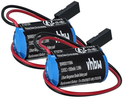 vhbw 2X Batterie kompatibel mit Siemens Simatic SL770 | SL761 Steuereinheit (900 mAh, 3 V, Li-MnO2)