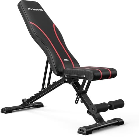 FLYBIRD Verstellbare Hantelbank, 300 kg Tragfähigkeit, Professionelle Multifunktionale Trainingsbank für Heimtraining, Faltbare Schrägbank für Ganzkörper-Workout