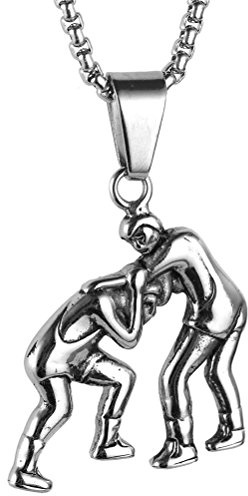 HIJONES Unisex Edelstahl Wrestling Match Anhänger Sport Halskette