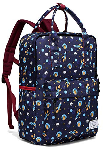 Kasgo Kinderrucksack, Niedlich Rucksack Mädchen Jungen 6-8 Jährigen Schulrucksack Mit Brustgur Wasserabweisend Große Kapazität Din A4 Kindergartentasche Astronauten