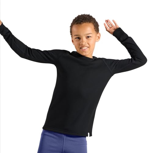 Odlo Thermounterwäsche für Kinder Active Warm | Schwarz | Größe 92 | Sportunterwäsche für Mädchen und Jungen | Langarm-Thermoshirt
