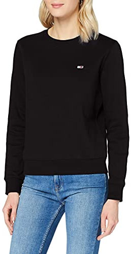 Tommy Jeans Tjw Regular Fleece C Neck Andere Schwere Strickwaren, Damen, Schwarz (Black), S
