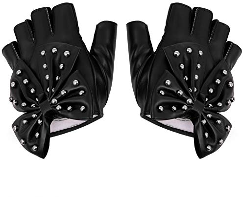 VALICLUD 1paar Damen Halb-fingerhandschuhe Mit Bowknot Und Nieten Für Weihnachtsaufführungen Retro Stil Für Tanz Gesang Und Bühnenperformances Bequem Und Stylisch Für Festliche