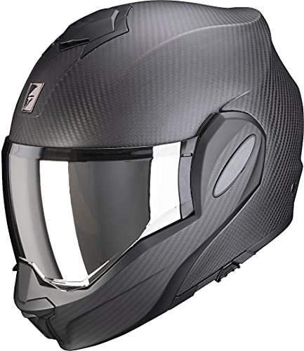 Scorpion EXO -Tech Carbon Black Matt I Size XS-XXL I Sun Visor, Pinlock, Communication Prepared, Flip-Up Helmet System Helmet
