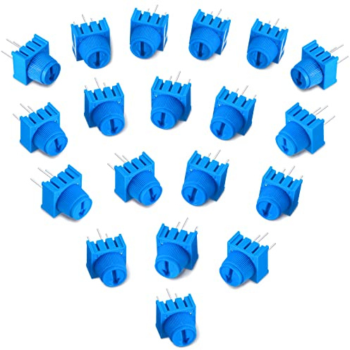 Flutesan 24 Pieces 10K Ohm Trim Potentiometer Kit with Knob Variable Resistors Breadboard Trimmer Potentiometer Assortment Kit Compatible with Arduino, Blue