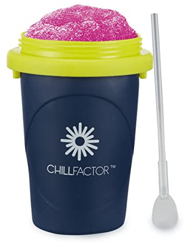 ChillFactor slushy maker Neon Blue - Reusable slushy maker cup, homemade slushies. Squeeze cup slushy maker Kitchen toys,11 x 11 x 19 centimeters
