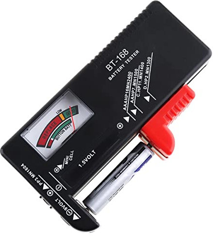 Smgda Analogue Battery Tester, Universal Battery Checker, Small Battery Test Multi Size for AAA AA C D 9V 1.5V Button Cell Household Batteries, No Batteries Required