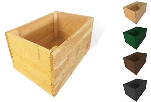 Floranica Cajas de Macetero Madera de alerce Macetas para Flores Arriate Cuadrado Macetero Agujeros de Drenaje Rústico Suculenta Interior y Exterior 50cm x 35cm x 28cm Natural