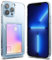 Ringke Fusion Card Compatible with iPhone 13 Pro Max Case, Transparent Hard Back with Built-in Slim Card Holder Wallet Cover - Clear