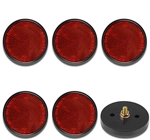 6 Stück Ø 59 mm Motorrad Fahrrad E4 Runder Reflektor Roter hinten Rückstrahler Katzenauge Multifunktional Scooter e-geprüft