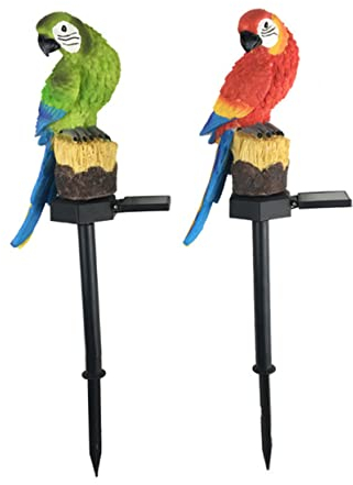 OSALADI Vogelverzierung 2 Stücke Papagei Gartenstecker Solarleuchte Vogel Figur Gartenbeleuchtung Solarstecker Wegbeleuchtung Garten Lampe Dekolampe für Terrasse Villa Rasen Gehwege Bäume