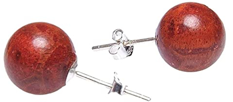 Ohrstecker aus Koralle Schaumkoralle Ø10mm 925 Silber Ohrschmuck Kugel rot-braun