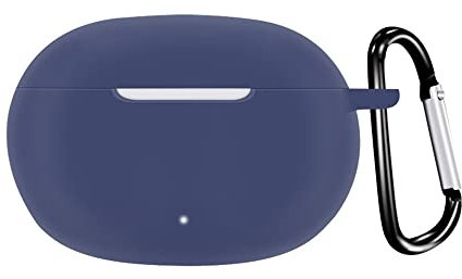 QINOUK Case for Beats Studio Buds,Dustproof,Shockproof and with D Shape Clip,Eco-friendly Soft Silicone Full Protective Case Compatible with Beats Studio Buds [Front LED Visible]-Blue