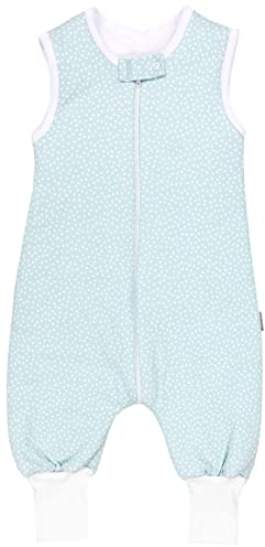 TupTam Baby Schlafsack mit Füßen Ganzjahresschlafsack 2,5 TOG, Farbe: Tupfen Mineralgrün, Größe: 104-110
