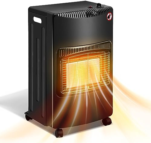 Yakimz Chauffage au gaz, chauffage au gaz, chauffage au gaz, brûleur céramique infrarouge, 3 niveaux de régulateur 1400-4200 W, capacité de chauffage : 20-80 m³, butane ou propane jusqu'à 10 kg