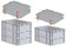 PROREGAL SuperSparSet 5x Eurobox NextGen Grip mit Auflagedeckel & 4 roten Schiebeschnappverschlüssen, HxBxT 17x40x60cm, 34 L, Grau, Griffe geschlossen, Eurobehälter, Transportbox