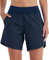 WILLIT Badeshorts Damen Badehose Schwimmen Boardshorts Schnelltrocknend Sommer Bikini Shorts High Waist Trunks UPF50+ UVA Schutz 7 mit Liner Taschen Navy Blau Größe 40
