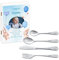 Maverton Set di 4 posate per bambini con incisione + scatola in legno con stampa personalizzata - motivo animali - idee regalo per il battesimo bimbo - festa