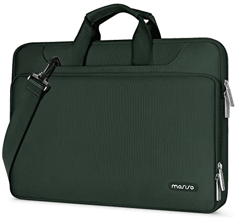 MOSISO 360 Protective Laptop Bag 17.3 inch, 17-17.3 inch Laptop Shoulder Bag Compatible with Dell, HP, Lenovo, Asus, Acer, Matching Color Sleeve with Belt, Emerald Green