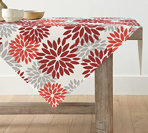 Artoid Mode Blumen Rot Dahlien Sommer Tischwäsche, Saisonnal Küche Tisch Dekoration Drinnen Urlaub Party Dekor 85x85 cm