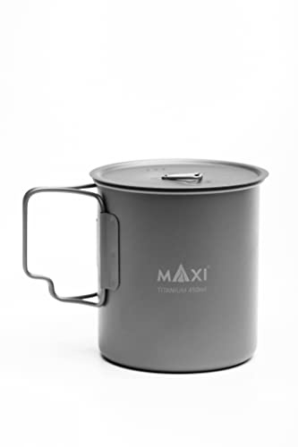 Tasse portable en titane avec couvercle - 450 ml - Idéal pour les aventures en plein air