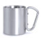 TIENDA EURASIA - Taza de Acero con Mosqueton, 7,5x11,5cmx8cm de Diametro, 210 ml, Mosquetón Atornillado, Acero Inoxidable, Ideal para Senderismo, Camping y Trekking, Taza Térmica (Taza Plata)