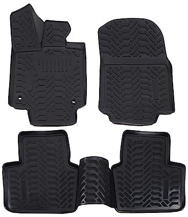 J&J AUTOMOTIVE | TAPIS DE SOL EN CAOUTCHOUC 3D EXCLUSIVE COMPATIBLE Avec RAV4, RAV-4 ab 2019, Schwarz, Anti-Rutsch, Allwetter, 4-Tlg, Hohes Rand