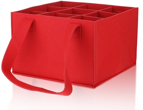 uinnossvc Sac à bouteille de vin en feutre, séparateur flexible avec poignée de transport pour la plage, la pêche, le camping, les voyages, le shopping, le rangement, Rouge, Organiseur de sac