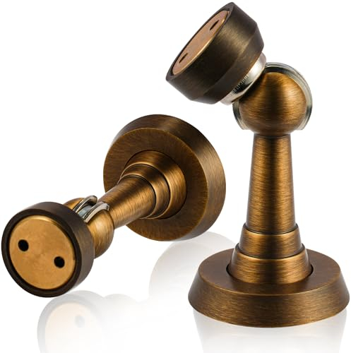 DOOROOM 1 Pack Magnetic Door Stopper Heavy Duty Door Lock Retainer Door Stops Wall and Floor Mount Hold Your Door Open for Wide Doors, Antique Bronze