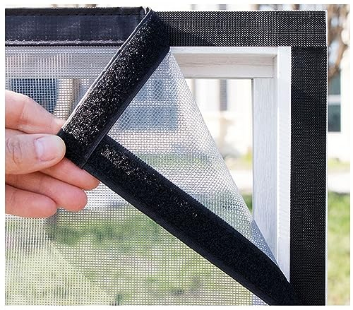 NEPHRA Selbstklebendes Insektenschutz Fenster mit Klettband, DIY Fliegengitter Dachfenster Fenster mit Rahmen, Moskitonetz Fenster, Fliegengitter Katzensicher, Farbe : Gray mesh bla