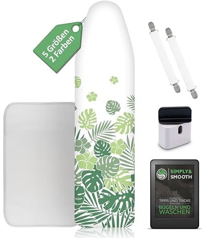 SimplySmooth Housse De Table A Repasser 110x30 Convient Aux Fers A Vapeur - Fabriquee dans L'UE avec Tendeurs, Enrouleur de Cordon, Toile A Repasser - Repassage Rapide