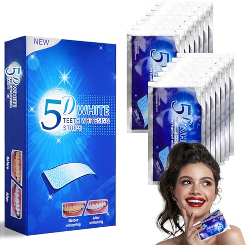 28 Strisce Sbiancanti Denti, Sbiancante Denti Professionale per 14 Sedute,Rapida e Delicata la Pulizia dei Denti, Un Sorriso Luminoso in Tutto Comfort per lo Smalto Dentale