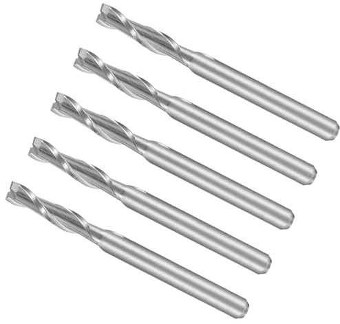 CoCud Fresas de Extremo En Espiral Vástago de 1/8 3mm x 12mm 5pcs | Carburo Sólido de 2 Flautas para Fresadoras CNC Uso para Contrachapado Madera Plástico