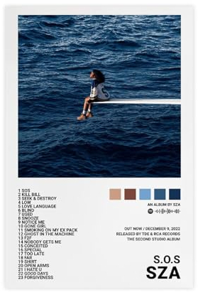 Azizat Sza Poster Sos Poster, Albumcover, Poster, Leinwand, Poster, Schlafzimmer-Dekor, Sportlandschaft, Büro, Raumdekoration, Geschenk, 30 x 45 cm