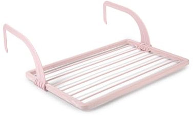 Dekohome Wäscheständer, ausziehbar, Rosa, 3 m, aus robustem Harz, für Balkon und Heizkörper, beständig gegen Sonne und Wetter