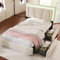 LATICO Einzelbett 90x200 Polsterbett mit 2 Stauraum Schubladen, Kopfteil mit LED, Stauraumbetten Bettgestell mit Lattenrost aus Holz, Rückenlehne Jugendbett Kinderbett, Ohne Matratze, Leinen Beige