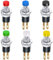 RUNCCI-YUN 6pcs 7mm Mini Selbsthemmender Druckschalter,ON/OFF 2Pin Runde drucktaster für Auto Boot Arduino DIY AC 250V/1.5A 125V/3A mini taster(Schwarz, Weiß, Blau, Rot, Gelb, Grün)