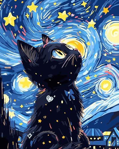 jieyisier malen nach zahlen erwachsene Katze, Paint by numbers for adult beginner,Tiere Acrylmalerei Set mit Pinseln und Farben kann als Geschenk, Hause Dekoration verwendet werden 16X20 Zoll