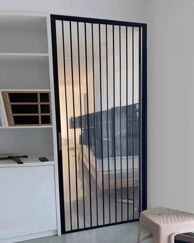 Concertina Door Folding Accordion Sliding Doors Internal, Clear Temporary Door for Hallway/Cupboard/Laundry Room, Space Saving Screen Door, 80inch Tall(Size:64x80in(166x203cm))