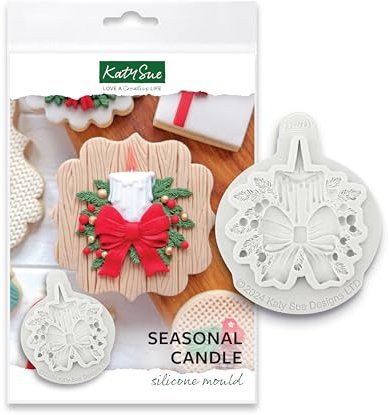 Katy Sue Seasonal Candle Silicone Mould for Cake Decorating & Craft. Makes a Candle Embellishment 65 x 59 x 7 Millimetres for Fondant, Sugar Paste, Air Dry & Polymer Clay, UK-Made by Katy Sue Moulds