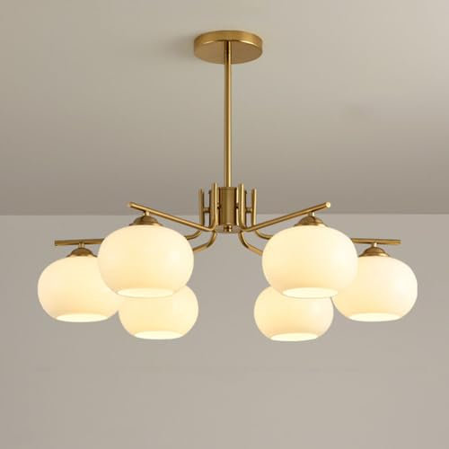 NSXBY Creme-Stil Persimmon Kronleuchter, Pastorale Wohnzimmer Lampe, Vintage Country Beleuchtung, Retro Licht Befestigung mit antiken Finish, Klassische Kronleuchter,Gold,6 Heads