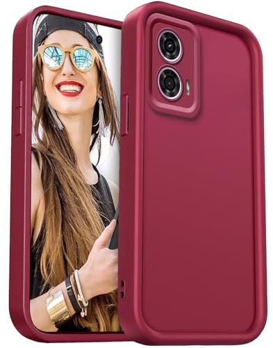 DESSEN Coque pour Motorola Moto G24 Étui - Silicone Housse Antichoc Protection Caméra Case Portable Souple TPU Cover Bumper, Rouge Vin