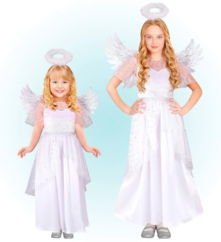 W WIDMANN MILANO Party Fashion - Kinderkostüm Engel, Kleid, Flügel, Heiligenschein, Himmel, Faschingskostüme